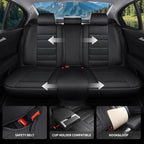 Car Seat Covers Full Set Custom Fit for Ford Taurus 1999-2018 - Premium Leather with Lumbar Support, Breathable, Anti-Slip & Excellent Seating Experience (Black, Full Set)