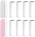 Mini Travel Lint Roller with 300 Sticky Sheets, Compact Portable Pet Hair Remover with Cover for Clothes, Travel, Small Foldable Lint Roller for Purse Car Bag Essentials (Pink and White)