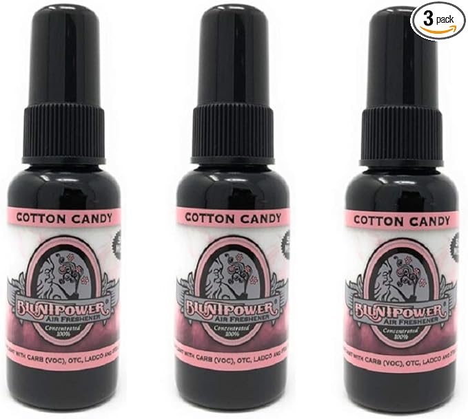 BluntPower (Cotton Candy, 3 Pack) Concentrated Air Freshener - Premium Oil Based Air Freshener Spray For Home and Car - Long-Lasting Bathroom Spray, Car Freshener, & Odor Eliminator Spray