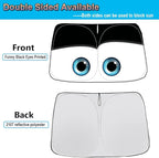 Gven Windshield Sun Shade for Tesla Model Y/3 Accessories 2025 Car Front Window Shade 100% Blackout Dual-Sided UV Protection (Black Eyes)