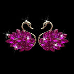 Katutude 2 Pcs Crystal Swan Car Air Vent Clips with Fragrance Tablets, Car Diffuser Air Freshener Vent Clips Air Conditioner Outlet Clip Charm Bling Car Interior Decoration, Rose