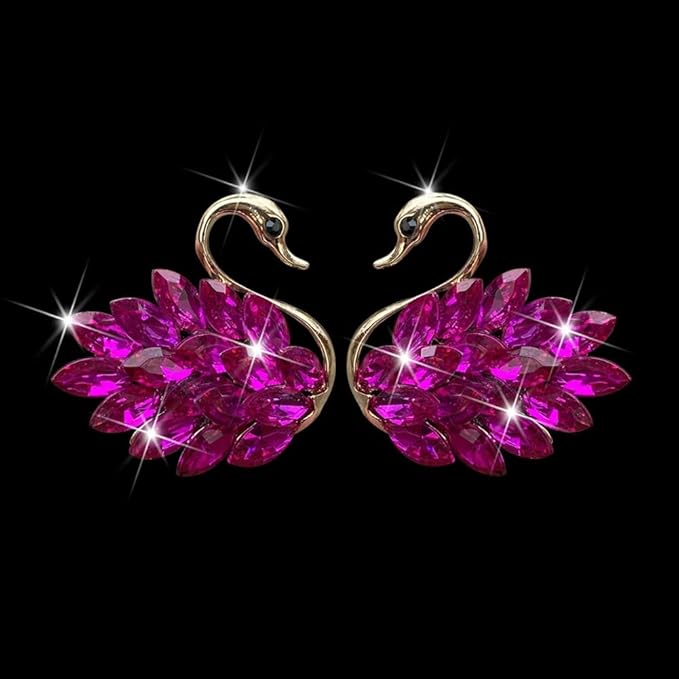Katutude 2 Pcs Crystal Swan Car Air Vent Clips with Fragrance Tablets, Car Diffuser Air Freshener Vent Clips Air Conditioner Outlet Clip Charm Bling Car Interior Decoration, Rose