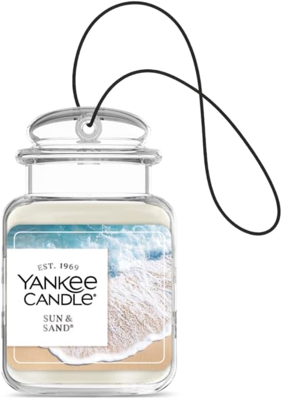 Yankee Candle Car Air Fresheners Hanging Car Jar Ultimate Sun & Sand Scented Neutralizes Odors Up To 30 Days, Gray