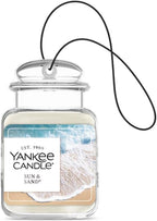 Yankee Candle Car Air Fresheners Hanging Car Jar Ultimate Sun & Sand Scented Neutralizes Odors Up To 30 Days, Gray
