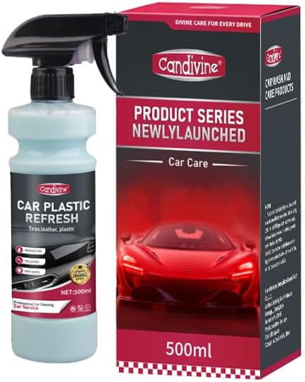 Car Black Plastic & Trim Restorer - Car Detailing Restorer Spray for Faded Plastic,Trim, Bumpers, Leather & Vinyl, Restores Original Black Color, Long-Lasting Shine & Protection, 500ML