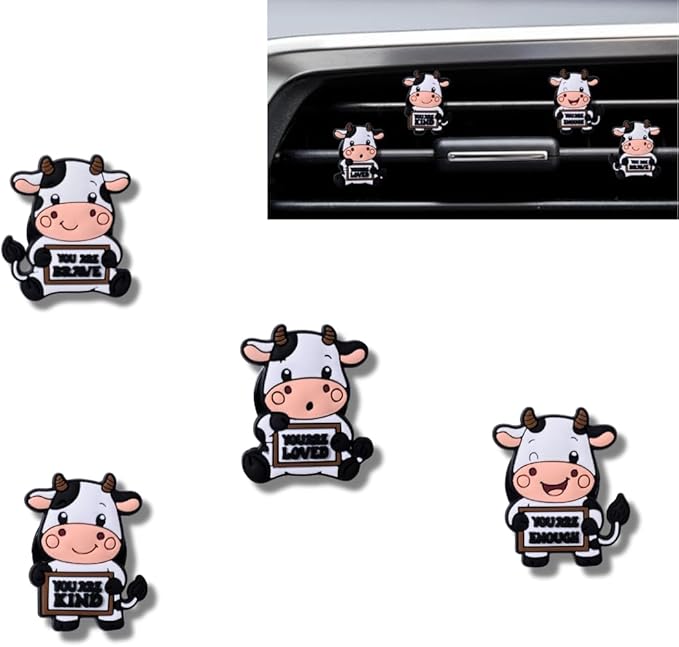 Cow Car Vent Clips Set, Cow Air Freshener Car Accessories for Women, Cows Dashboard Accessory, Farmhouse Cars Air Freshener Vent Clip, Gift for Cows Lovers