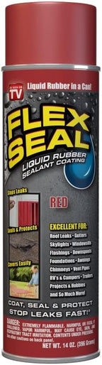 Flex Seal, 14 oz, Red, Stop Leaks Instantly, Waterproof Rubber Spray On Sealant Coating, Perfect for Gutters, Wood, RV, Campers, Roof Repair, Skylights, Windows, and More