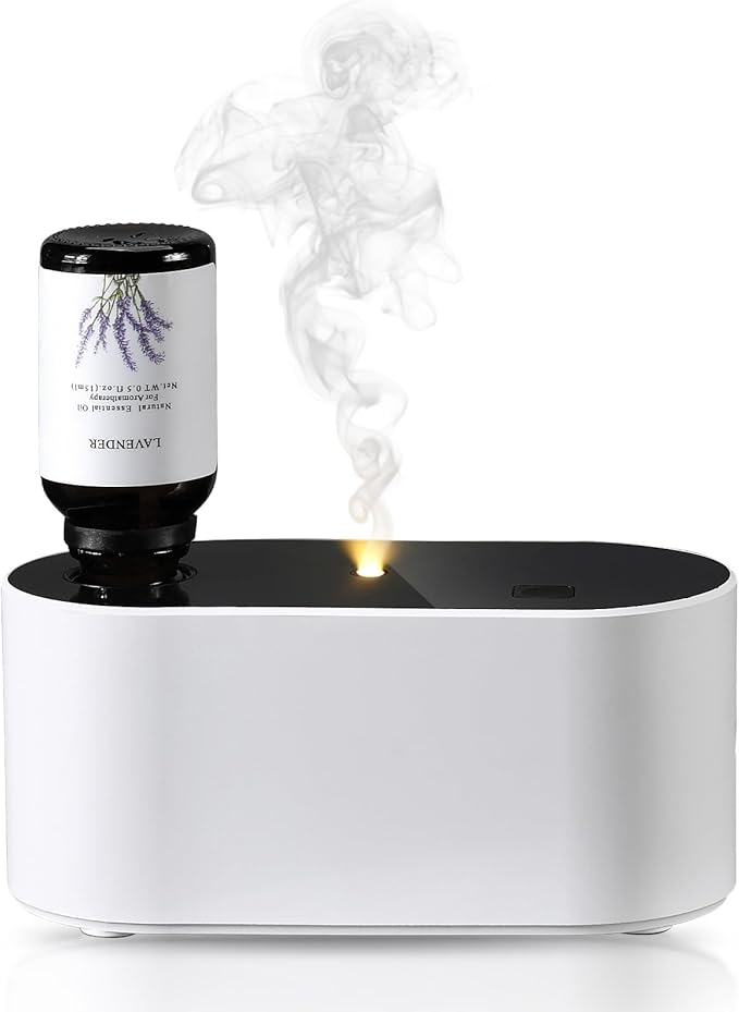 Waterless Diffuser for Essential Oil, Battery Operated Scent Air Aromatherapy Diffuser, Mini Aroma Diffusers with 3 Intermittent Mist Modes, Cycle Start for 400-700 sq.ft Home Office Bedroom.