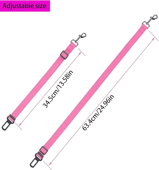 Dog Seat Belts 2 Pack Dog Car Seat Belts Adjustable Seat Belt for Car, Dog Seatbelt, Seat Belt for Dogs in Car Pet Seat Belts for Dogs, Cats and Pets(Black Pink)
