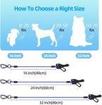 Dog Car Seat Belt - 3-in-1 Heavy Duty Safety Harness with Locking Carabiner, Universal Buckle Adapter, Chew-Proof Steel Rope (Blue, 24in/60cm)