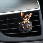 2-Piece 2D Acrylic Car Air Vent Freshener – Cute Cartoon Chihuahua & Dachshund Dog Designs, Solid Scented Decoration for Car AC Vents, Long-Lasting Fragrance, Fun Accessory