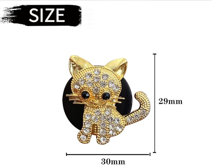 Cute Diamond Cat Air Vent Clip Air Conditioning Outlet Clip Car Air Freshener Clip Charm Car Inter Decor Accessories (Gold)