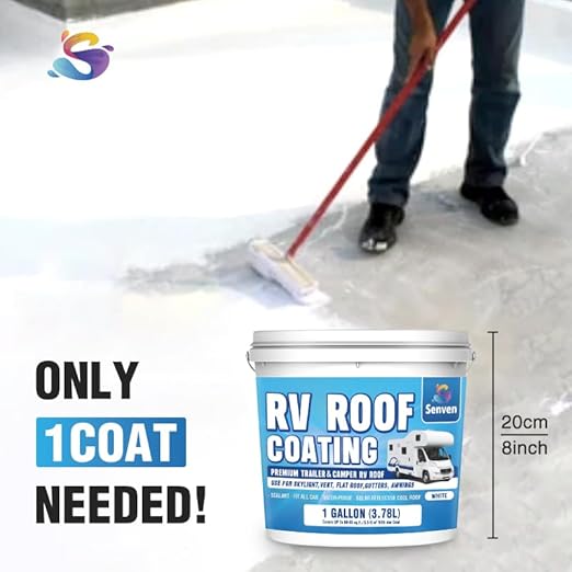 RV Roof Sealant RV Roof Coating RV Roof Sealant White 1 Gallon Waterproof Solar Reflective & Leak Repair for Trailers Campers Motorhomes