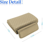 zipelo Car Armrest Cushion, Carbon Fiber Leather Auto Center Console Pad, Memory Foam Armrest Box with Storage Bag, Hand Rest Pillow with Organizer Pockets, Universal Fit for Most Vehicles (Beige)
