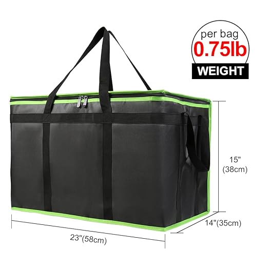 Bodaon 4-Pack Cooler Insulated Food Delivery Bag, Rideshare Delivery Bag, XXX-Large Thermal Bags for Catering/Hot Pizza, Travel/Camping/Picnic/Grocery Reusable Warmer Frozen, Black-Green Edge