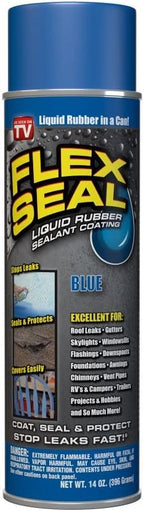 Flex Seal, 14 oz, Blue, Stop Leaks Instantly, Waterproof Rubber Spray On Sealant Coating, Perfect for Gutters, Wood, RV, Campers, Roof Repair, Skylights, Windows, and More