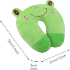 Travel Pillow for Kids, Cute Animal Neck Pillow Support U Shaped Cushion Plush Soft Rest Reading Pillows Sleeping Pillows for Airplane Train Car (Color:Frog)