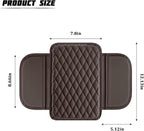 Car Armrest Cushion Pad, Leather Vehicle Center Console Cover with 2 Storage Bags, Non-Slip Automotive Interior Arm Rest Seat Box Cover Accessories, Universal for SUV RV Sedan (Coffee)