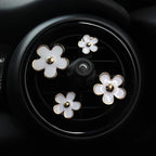 INEBIZ Cute Daisy Flowers Air Vent Decorations Clips Car Air Freshener Girly Charm Automotive Interior Aesthetic Decor Accessories for Women (White)