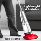 Ewbank Cascade Manual Non-Electric Lightweight Compact Carpet Cleaner Shampoo Dispensing Roller Tall Scrubber Brush, with 17 oz. Shampoo, 85 oz, Red