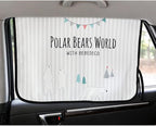 Magnetic Car Sun Shade Curtain for Side Window – Sun Blocker and UV Protector for Baby, Kids, and Pets – Universal Fit with Built-in Magnets for Steel-Framed Door (Be-Pola Bear)