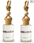 Vanilla Bean Hanging Car Air Freshener – Long Lasting Essential Oil Diffuser for Car, Closet, Bathroom – 2-Pack Natural Scent Deodorizer for Men and Women