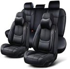 Auto Car Seat Covers Accessories Full Set Leather Cushion Protector Breathable Waterproof Seat Cover for Cars Universal Fit (Black, Front Pair and Rear)