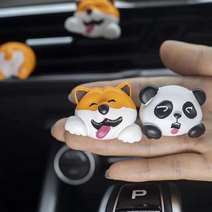 Cute Air Vent Clips Car Accessories, Creative Animal Head and Tail Cartoon Car Air Freshener Vent Clip Car Fragrance Diffuser Perfume Clips Air Conditioner Outlet Vent Clips Decorations, Dog