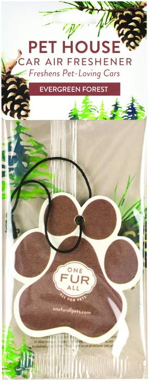 One Fur All Pet House & Car Freshener - Evergreen Forest Pack of 4 - Non-Toxic Pet-Friendly Hanging Odor Eliminator For Small Spaces