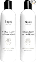 Bayes Premium High Performance Leather Upholstery Cleaner and Conditioner - 16 oz - Prevents Drying, Cracking or Fading of Leather Couches, Car Seats, Shoes, Purses, Pack of 2