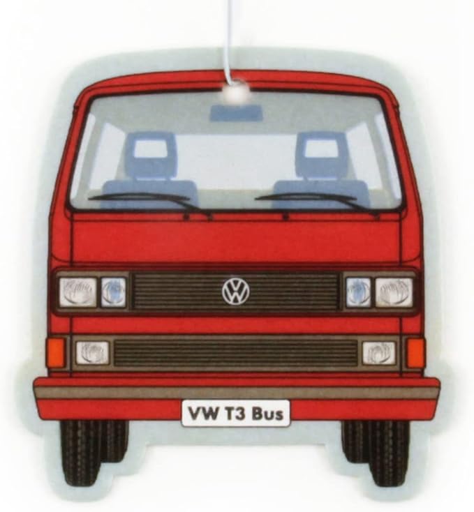BRISA VW Collection - Volkswagen Scented Car Air Freshener Fragrance Deodorizer for Car/Auto or Home with Volkswagen Vanagon Bus T3 Camper Van FrontDesign (Vanilla/Red)