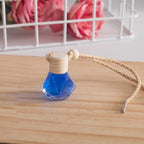 4Packs 8ml Hanging Car Air Freshener Perfume Bottle, Refillable Aromatherapy Fragrance Clear Empty Essential Oil Diffuser Pendant Auto Ornaments Decor Accessories with Wooden Caps (4Packs)