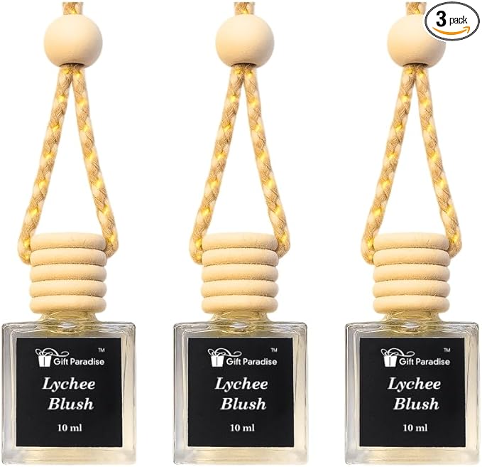 Lychee Blush (blossom) Car Freshener Set of 3 – Premium Velvet gift bag Diffusers – Long Lasting Exotic Fruity Floral Scent for Cars, Closets & Small Spaces