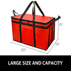 Bodaon 3-Pack Insulated Food Delivery Bag for Hot and Cold Meal, XXX-Large Cooler Bags, Grocery Tote Insulation Bag for Catering, Pizza Warmer, Red