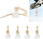 5 PCS Hanging Car Air Freshener, 8ml Empty Clear Glass Perfume Bottle Freshener Diffuser, Essential Oil Fragrance Aromatherapy Bottle Ornament for Car, Interior Car Accessories (Heart)