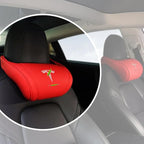 Car Headrest Neck Pillow Support Ergonomic, with Valve Stem Covers Accessory for Driving Seat Fatigue Relief Compatible with Model S X 3 Y & Cybertruck - 1 Piece