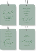 Christian Scripture Car Air Freshener 4Pcs, Inspirational Bible Quotes Hanging Scents,Green Bible Quote Gift Air Freshener Hanging in Car Wardrobe Drawer or Book.