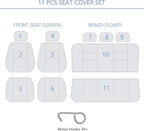 Flying Banner Car Seat Covers Full Set Front Seats and Rear Bench Polyester car seat Protectors Black Gray Purple airbag Compatible Rear Bench Split (Black Mint Green)