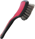 Tire & Wheel Brush for Car Rims - Short Handle Stiff Bristle Auto Detailing Scrub Brush | No Scratch Car Wash Brush Cleaning Tool for Tires, Wheels, Rims, Floor Mats, Carpet, Cars, Home (Red)