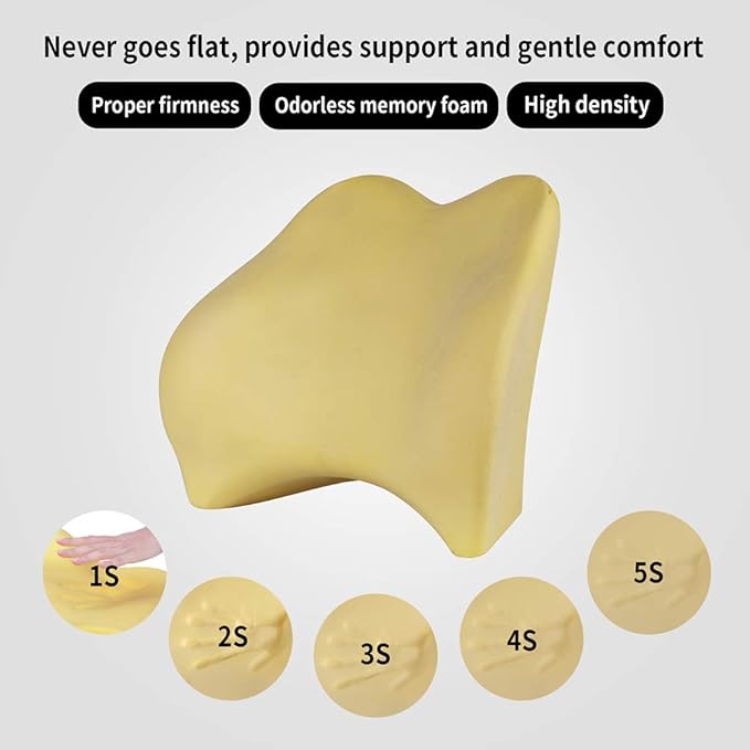 Memory Foam Lumbar Support Pillow for Car - Back Support for Car Seat (Gray)