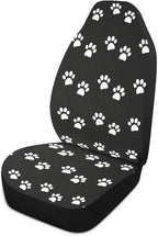 Paw Print Car Seat Covers Set of 2,White Animal Pet Claws on Black Background Universal Auto Front Seat Cushion Protector for Women Cute Animal Footprints Car Accessories Fit for Car Truck