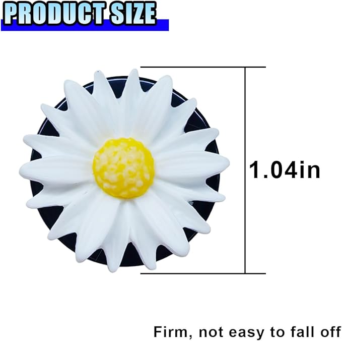 3PCS Daisy Flower Car Dashboard Air Vent Trim Clip, Cute Daisy Air Conditioner Outlet Clip Car Charm for Women, Car Air Vent Clip Auto Interior Decoration for Girls Present (White)