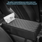 Upgrade Car Console Armrest Pad with Tissue Box,Comfortable Memory Foam Car Armrest Cushion,Premium PU Leather Car Armrest Cover,Universal Car Center Console Pillow,Car Accessories(Black)