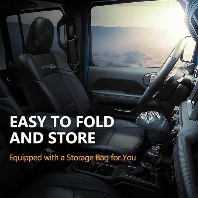 Upgraded Sunshade, Improved UV Protection Fabric, Foldable Front Sun Shade, Custom Accessories for 2018-2025 Jeep Wrangler