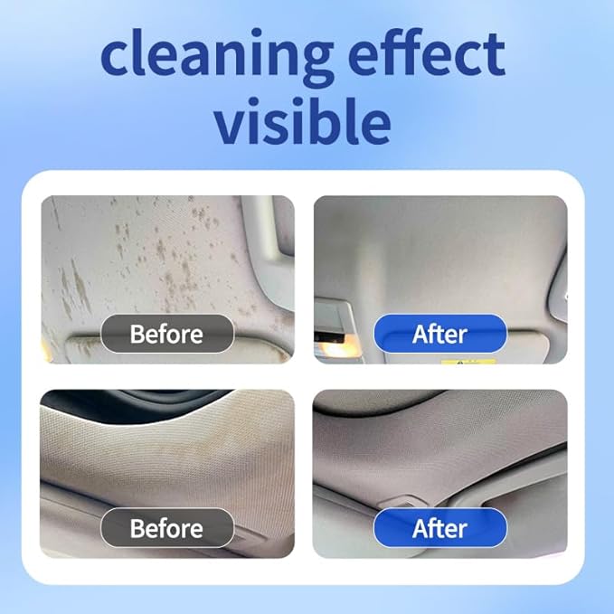 Car Ceiling Foam Cleaner, Enzyme Active Auto Interior Upholstery Cleaner, Multi-Purpose Decontamination for Seats/Carpet/Dashboard/Steering Wheel, Phosphate-Free 500ml/16.9oz