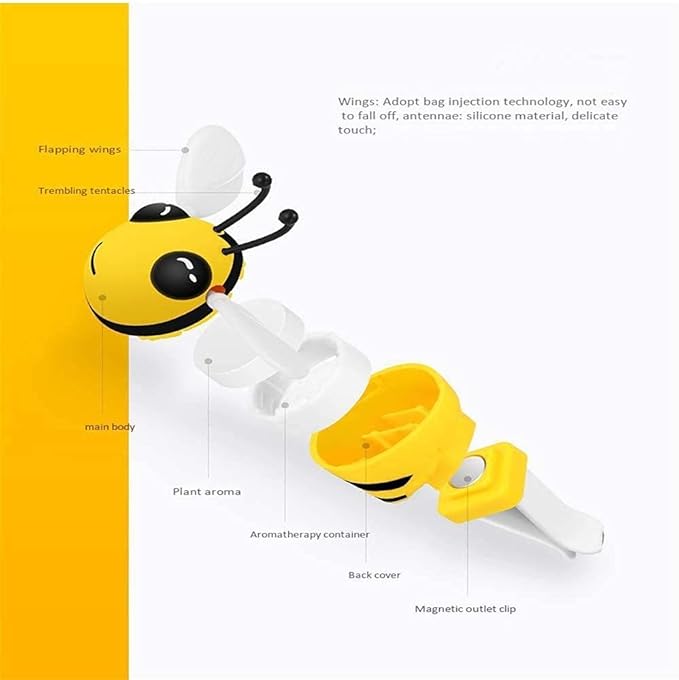 2PCS Little Bee Car Air Vent Clip, Automobile Perfume Air Conditioning Vent Accessories, Cute Car Air Freshener Gift (yellow)