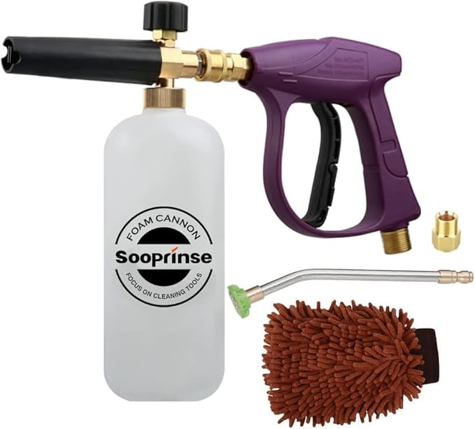 Sooprinse Foam Cannon Snow Foam Lance Nozzle Pressure Washer Jet Wash，Foam cannon lance kit with Pressure Washer Spray Gun,30 Degree Gutter Cleaner Wand with Nozzle Tip Attachment