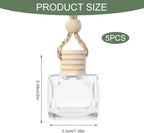 5PCS Hanging Car Air Freshener, Car Air Freshener Diffuser, 8ml Hanging Essential Oil Diffuser Bottle, Auto Interior Cute Glass Empty Perfume Bottle Ornament for Most Vehicles (Schoolbag)