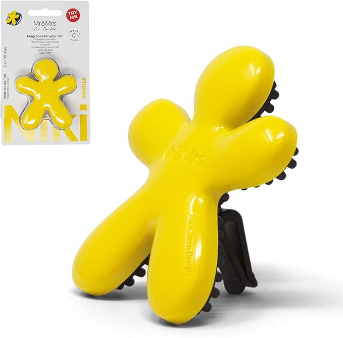 Mr & Mrs For People Car Air Freshener With Refill Niki Blister Vanilla Yellow