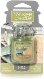 Yankee Candle Car Air Fresheners, Hanging Car Jar Ultimate, Neutralizes Odors Up To 30 Days, Sage & Citrus, 0.96 OZ (Pack of 6)